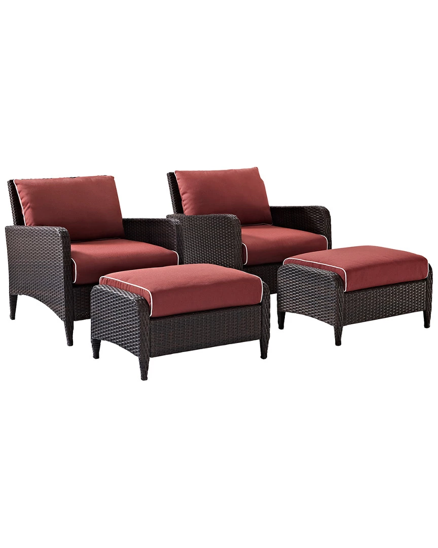 Crosley Kiawah 4pc Outdoor Wicker Chat Set Home Seating