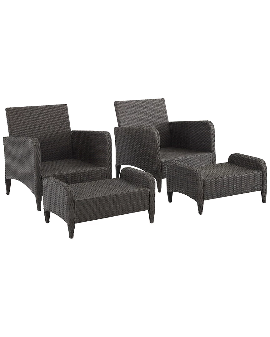 Crosley Kiawah 4pc Outdoor Wicker Chat Set Home Seating - Image 2
