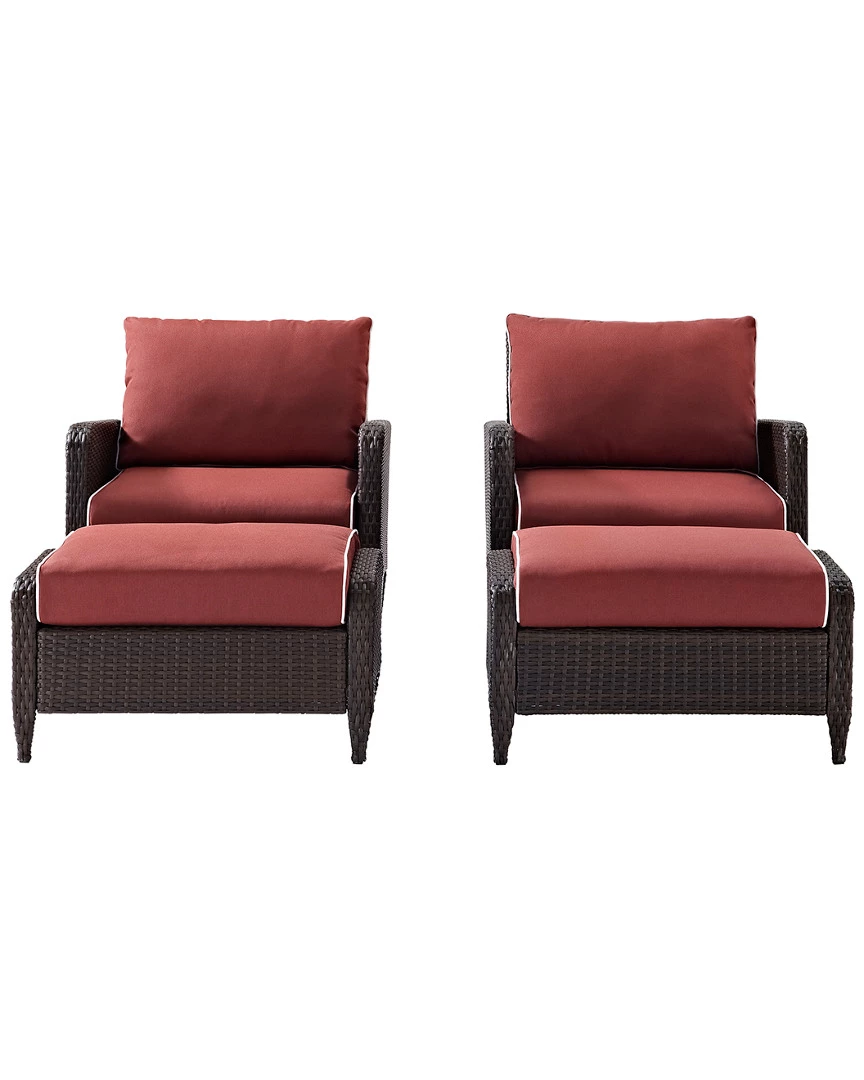 Crosley Kiawah 4pc Outdoor Wicker Chat Set Home Seating - Image 3