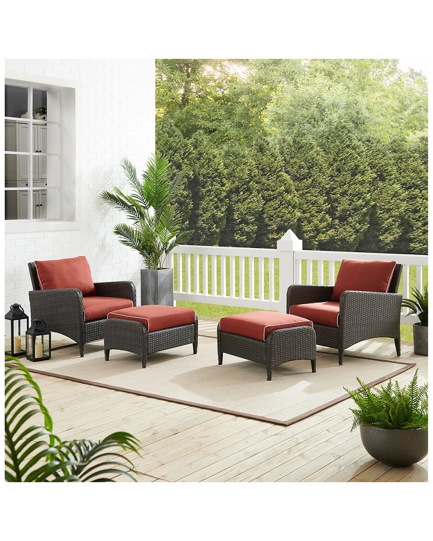 Crosley Kiawah 4pc Outdoor Wicker Chat Set Home Seating - Image 4