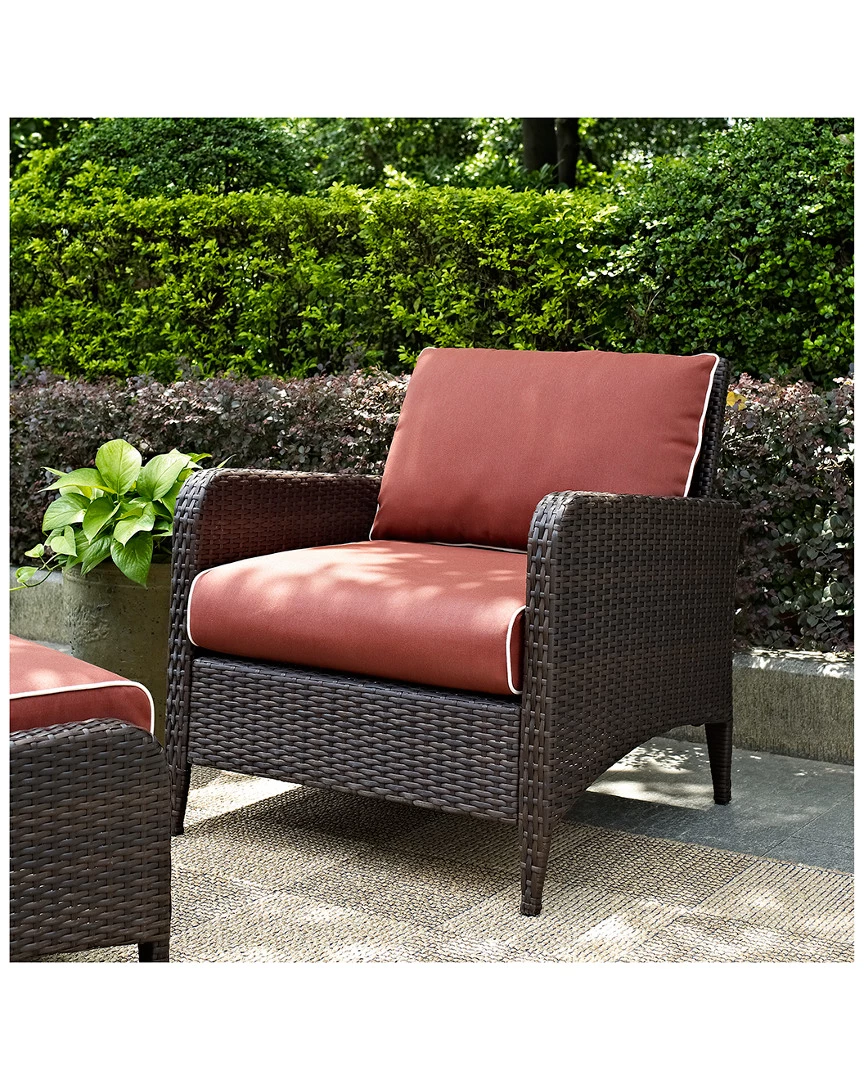 Crosley Kiawah Outdoor Wicker Arm Chair Home Seating - Image 4