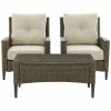 Crosley Rockport Outdoor Wicker 3Pc Coffee Table Set Home Seating