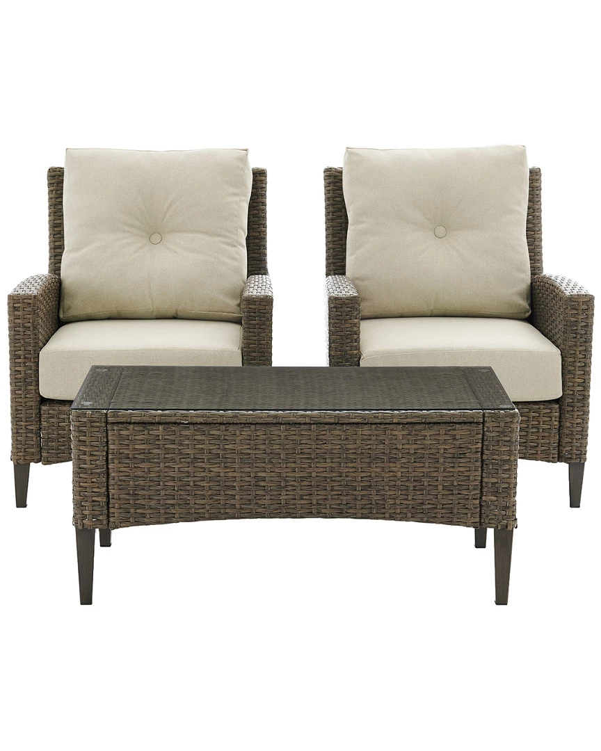 Crosley Rockport Outdoor Wicker 3Pc Coffee Table Set Home Seating