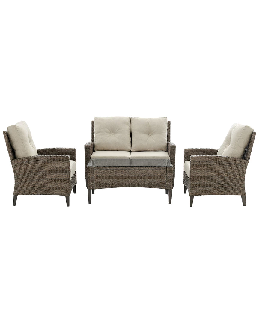 Crosley Rockport Outdoor Wicker 4Pc Conversation Set Home Seating
