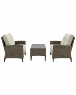 Crosley Rockport Outdoor Wicker 3Pc Conversation Set Home Seating