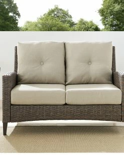 Crosley Rockport Outdoor Wicker High Back Loveseat Home Lounge Sets